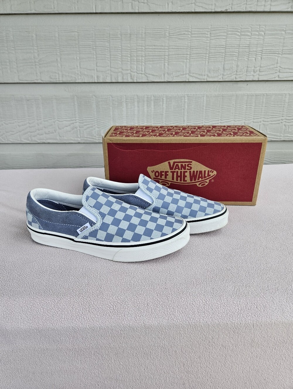 Vans Classic Slip-On Low Top Sneaker Women SZ 7.5 Men SZ 6 Checkerboard Blue